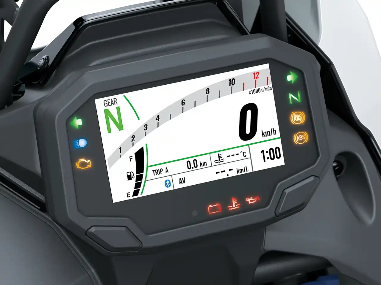 Painel da Kawasaki KLE 500 2026 - TFT colorido de 4,3 polegadas - Divulgação Painel da Kawasaki KLE 500 2026 - TFT colorido de 4,3 polegadas - Divulgação